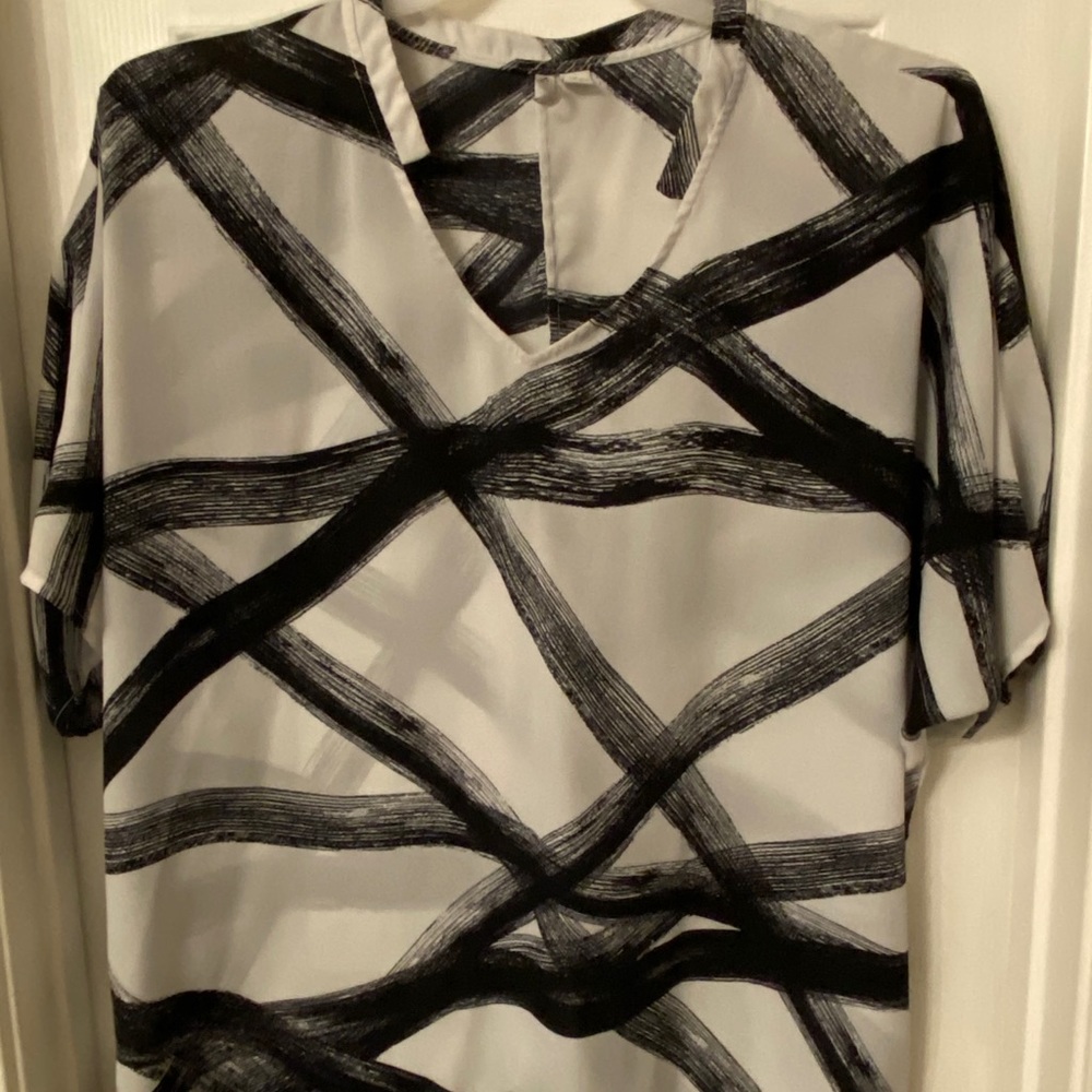 White and black sheer top